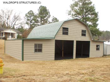 Gambrel barn with lean to